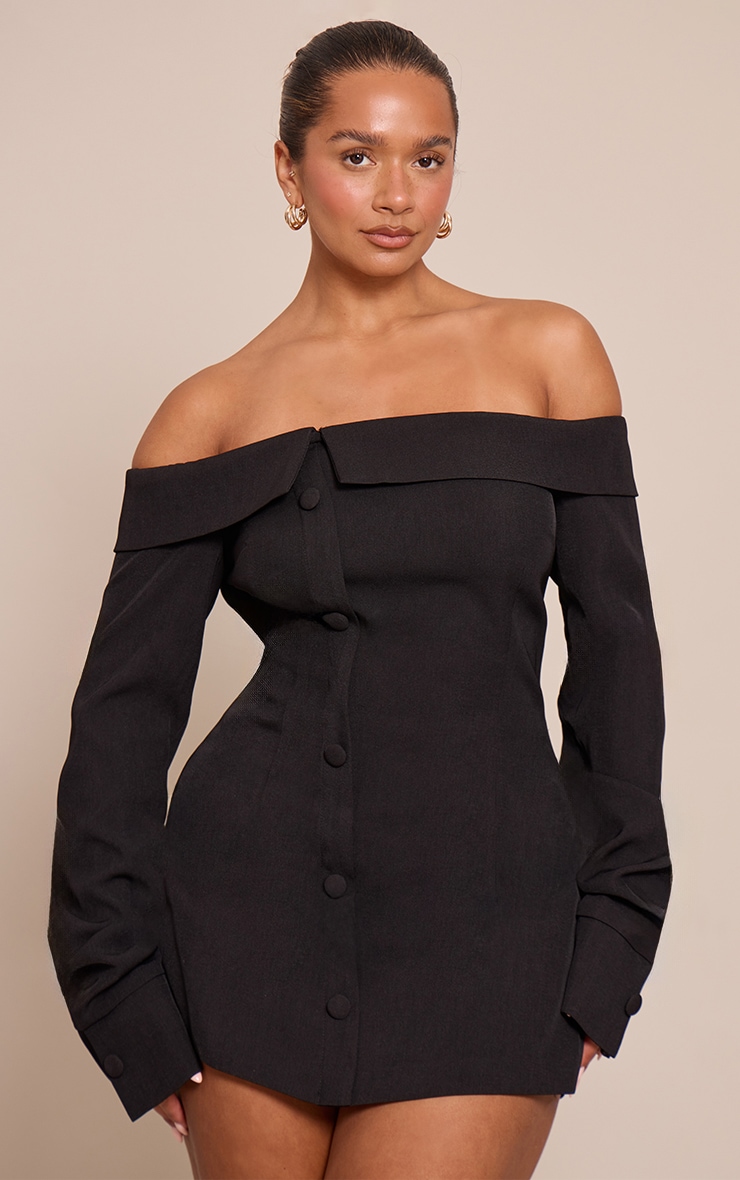 Shape Black Bardot Long Sleeve Tailored Romper image 1