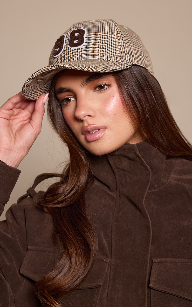 Brown Houndstooth Baseball Cap image 1
