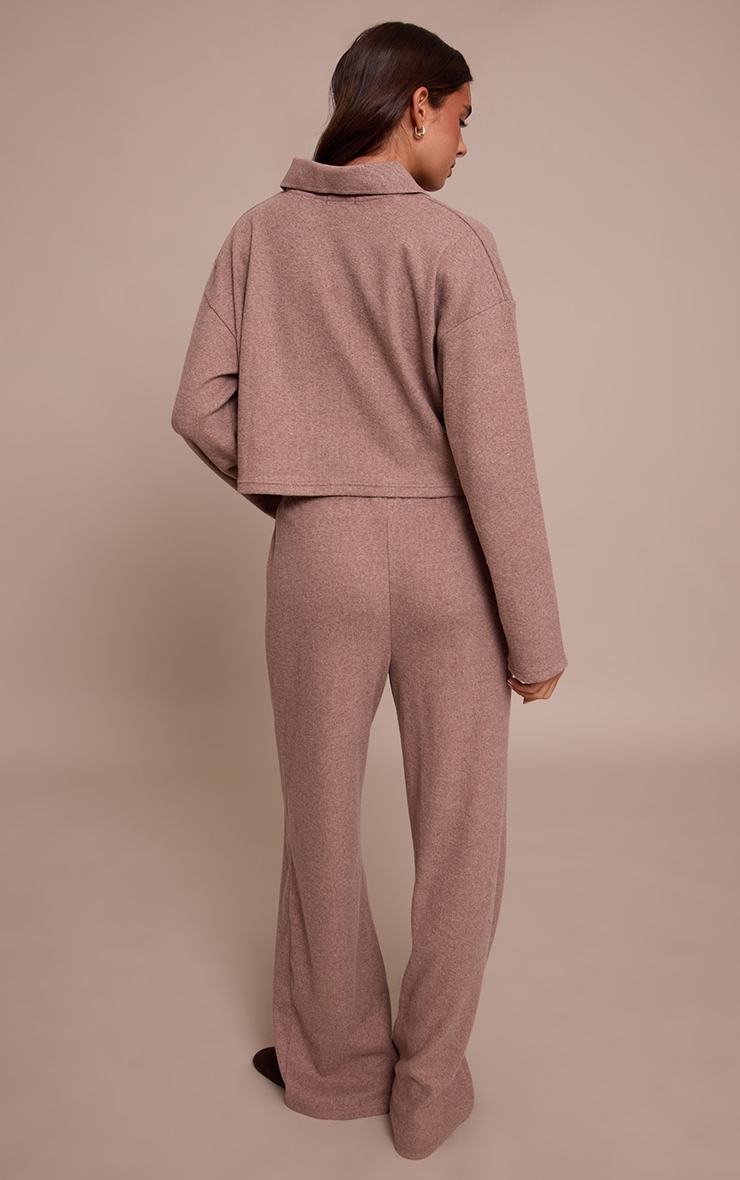 Pantalon côtelé brossé gris champignon large à cordon de serrage image 3