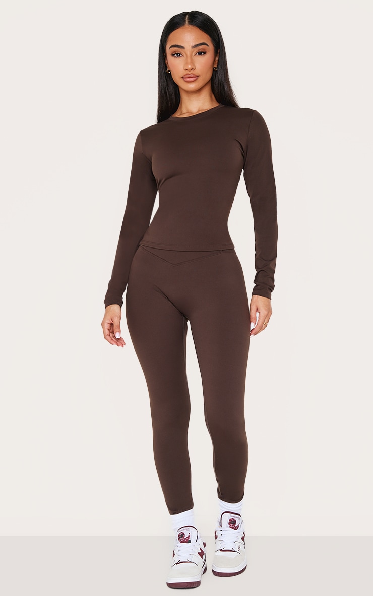 Petite Espresso Sculpt Wrap Waist Gym Legging image 1