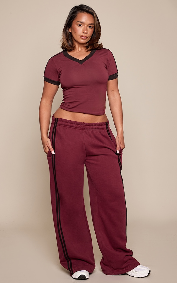 Shape Burgundy Stripe Side Sweatpants