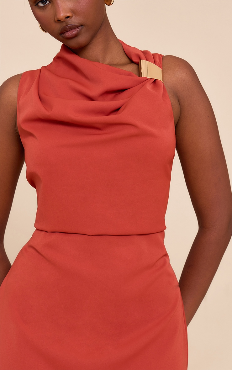 Burnt Orange Trim Shift Mini Dress image 4