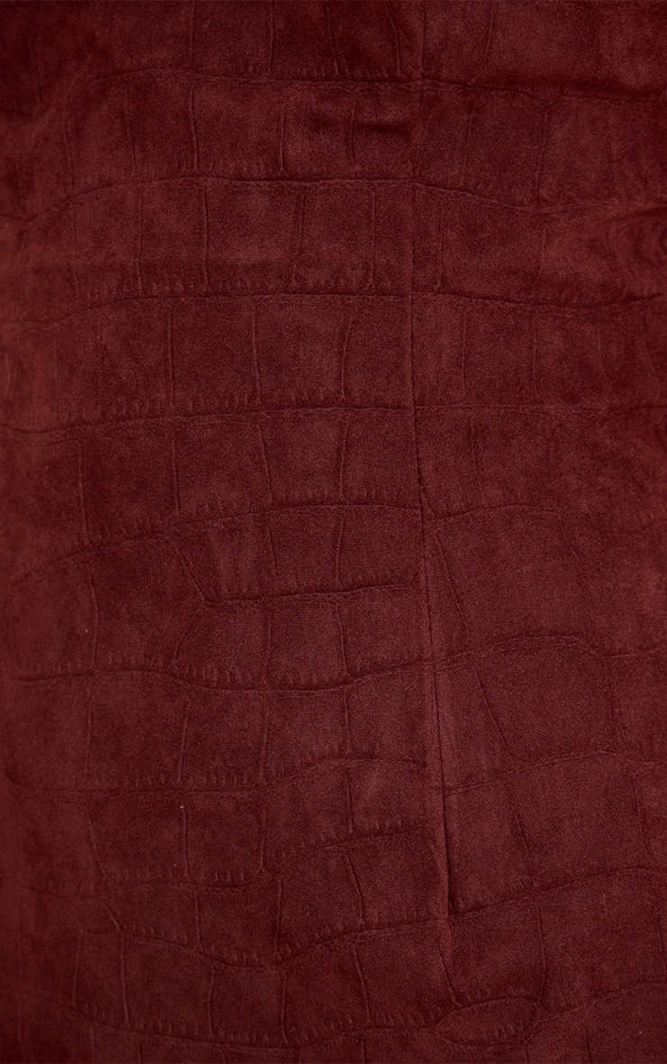 Wine Faux Suede Bandeau Mini Bodycon Dress image 4