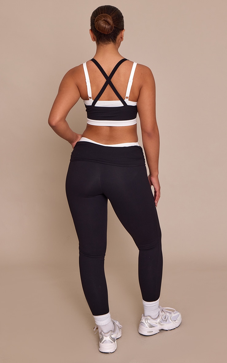 Shape Black Contrast Foldover Waistband Active Sculpt Leggings image 3