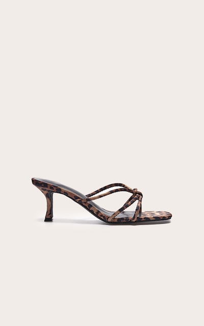 Leopard Satin Wide Fit Square Toe Knotted Heeled Mules