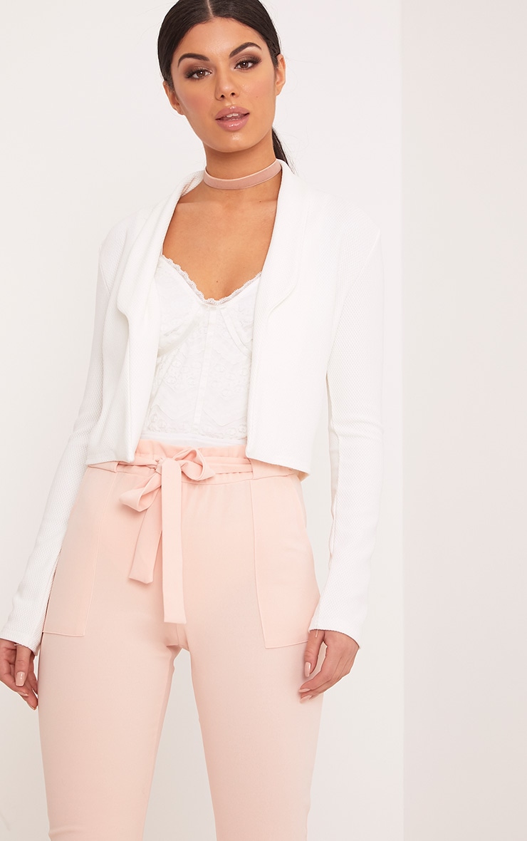 Irie White Cropped Textured Blazer Coats & Jackets PrettyLittleThing