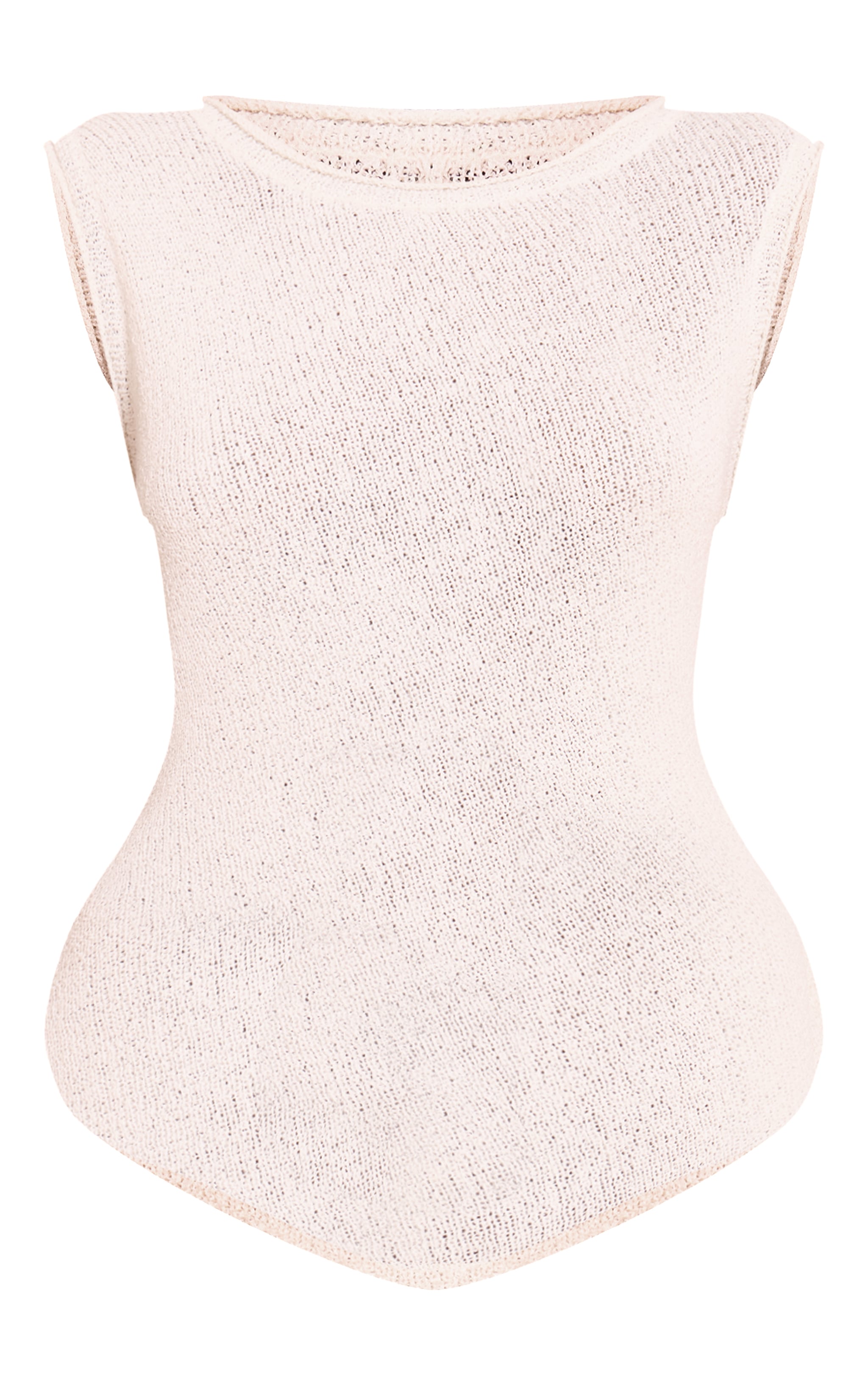 Top asymétrique en maille boule crème image 5