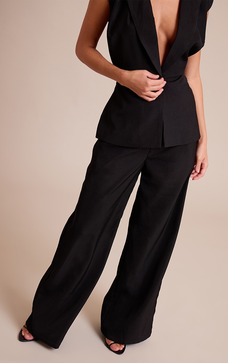 Pantalon tailleur large tissé noir image 2