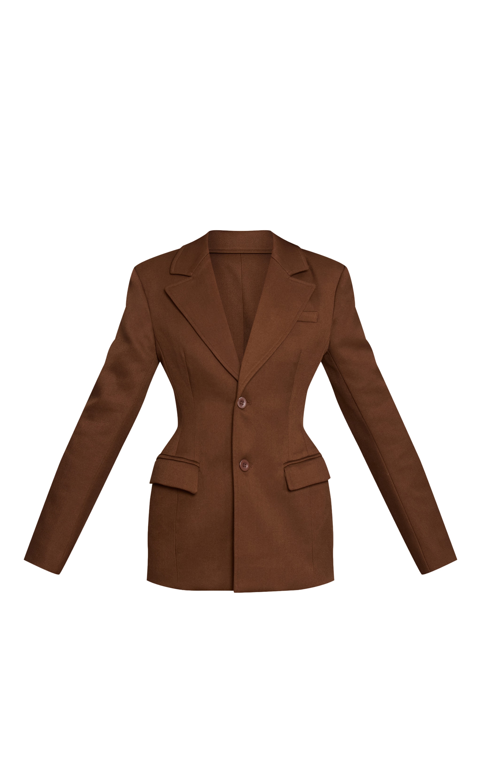 Blazer tailleur tissé chocolat à taille cintrée image 5