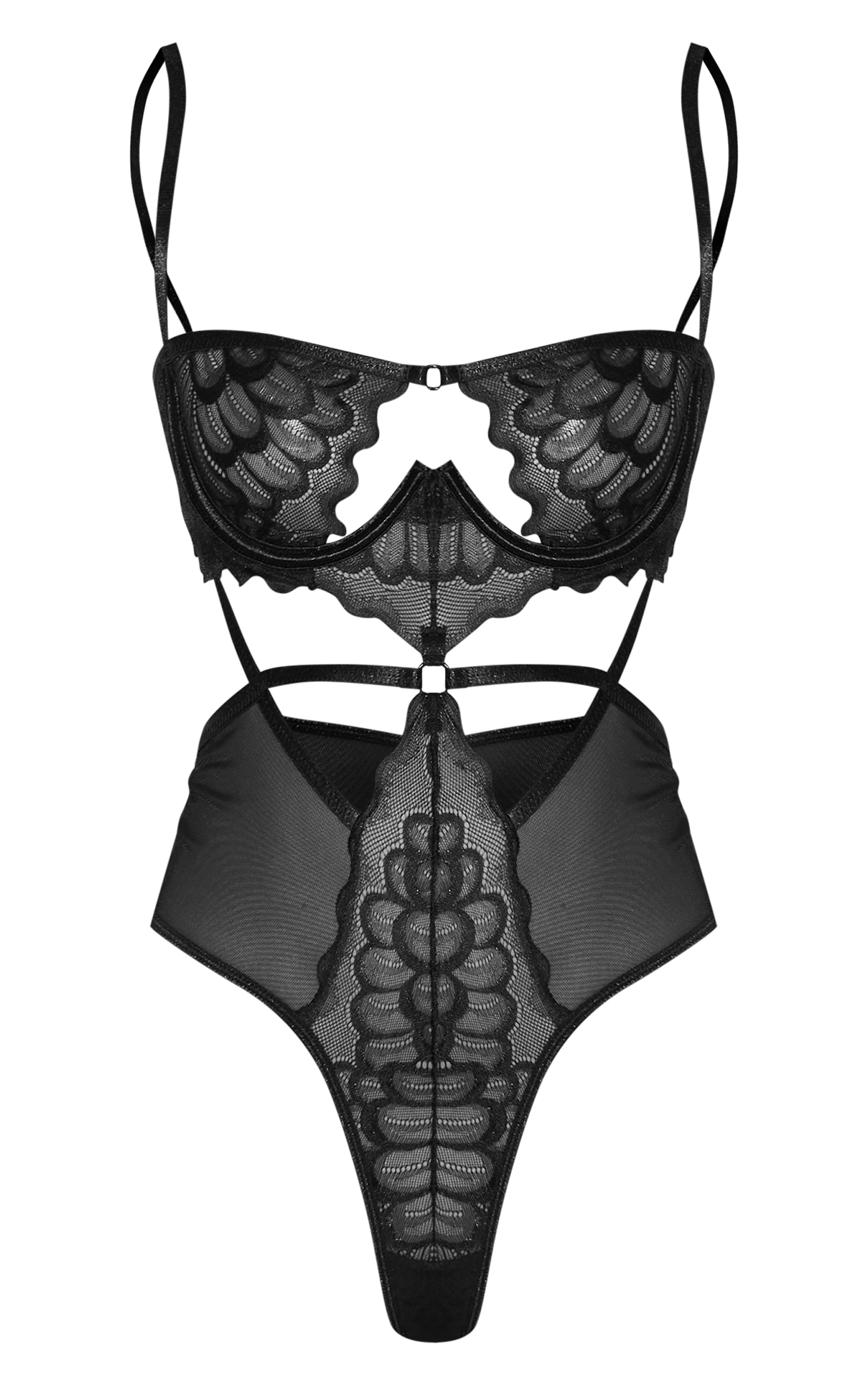 Body découpé en dentelle noire à armatures image 5