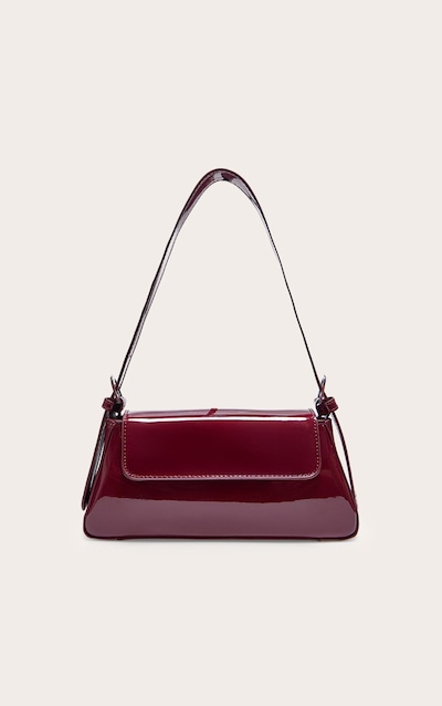 Burgundy Patent Trapeze Shoulder Bag