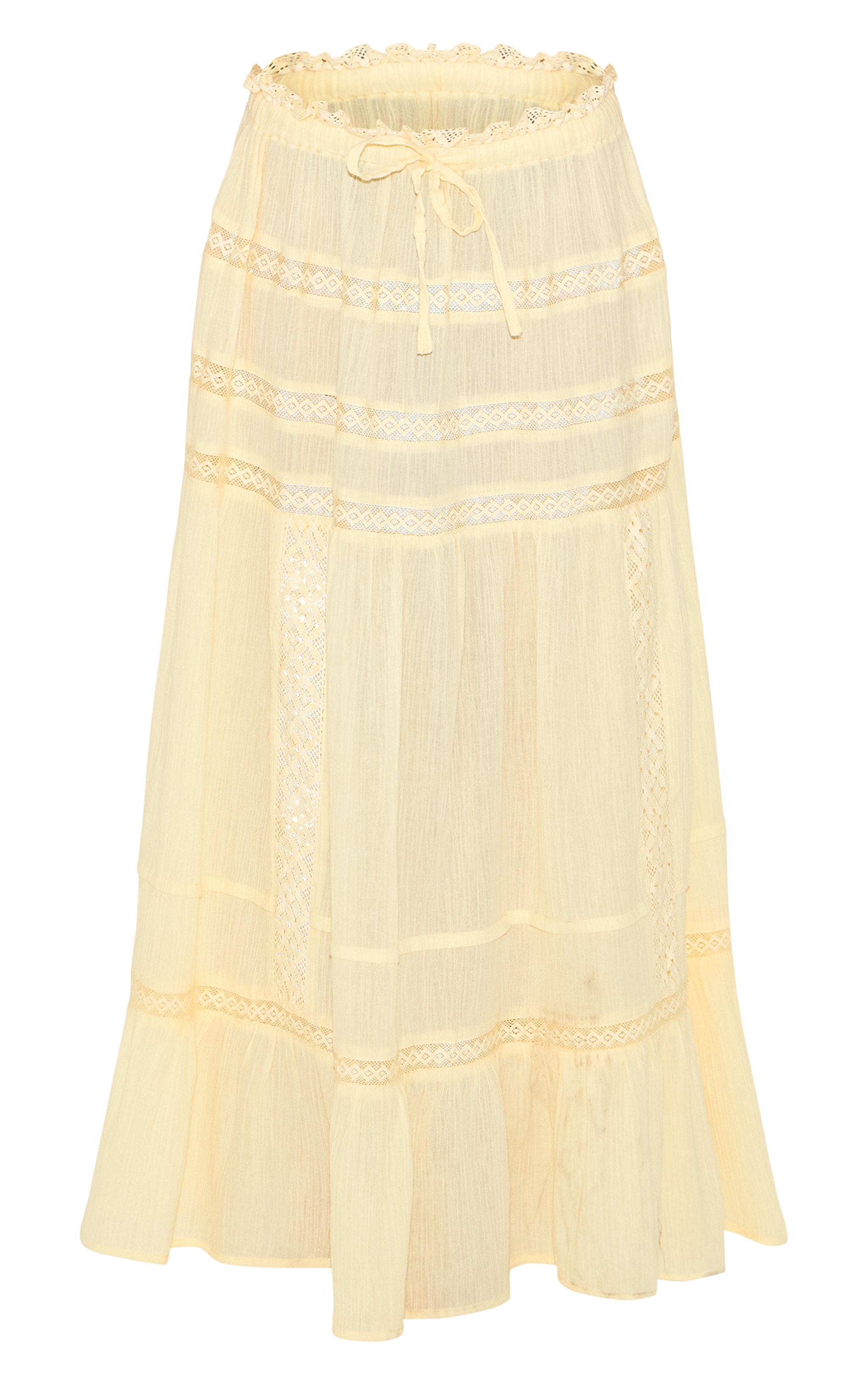 Petite Butter Cream Crinkle Broderie Tiered Maxi Skirt image 5