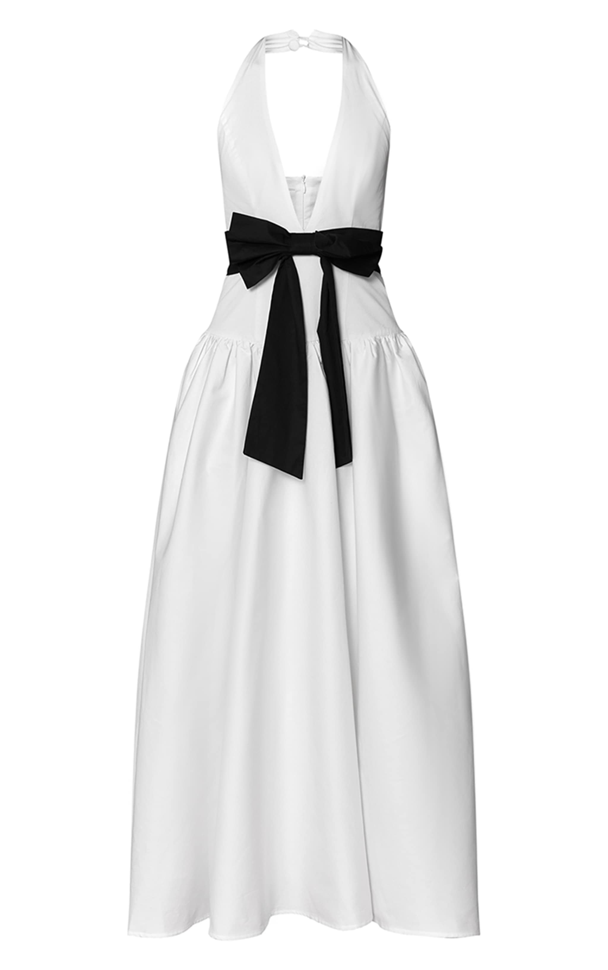 White Woven Bow Detail Skater Maxi Dress image 5