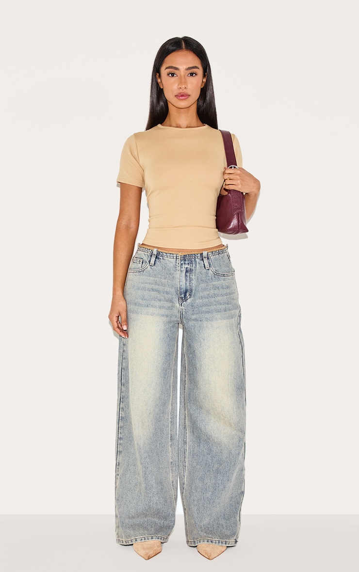 Petite Vintage Raw Waist Mid Rise Wide Leg Jeans image 2