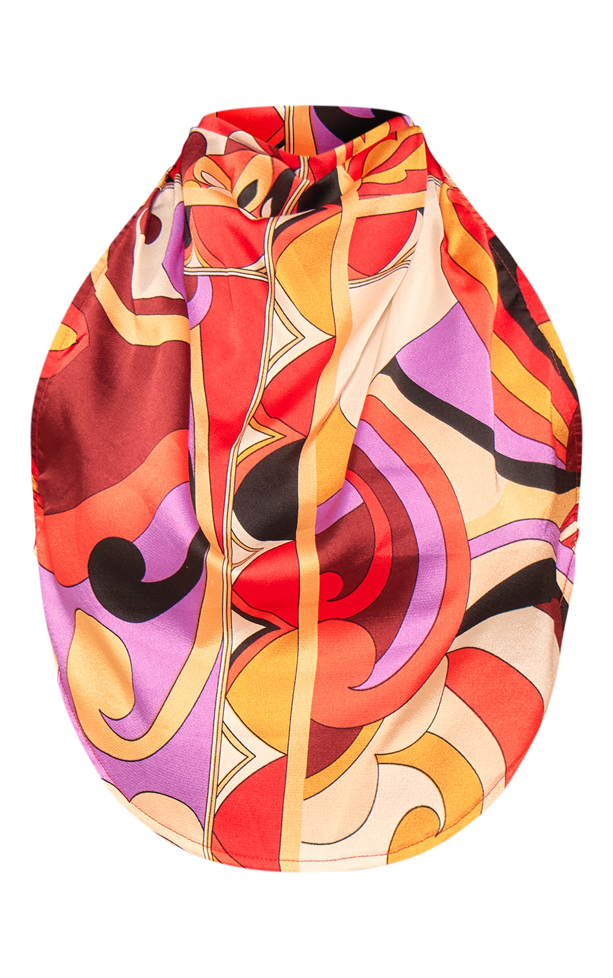 Multi Printed Satin Halterneck Crop Top image 5