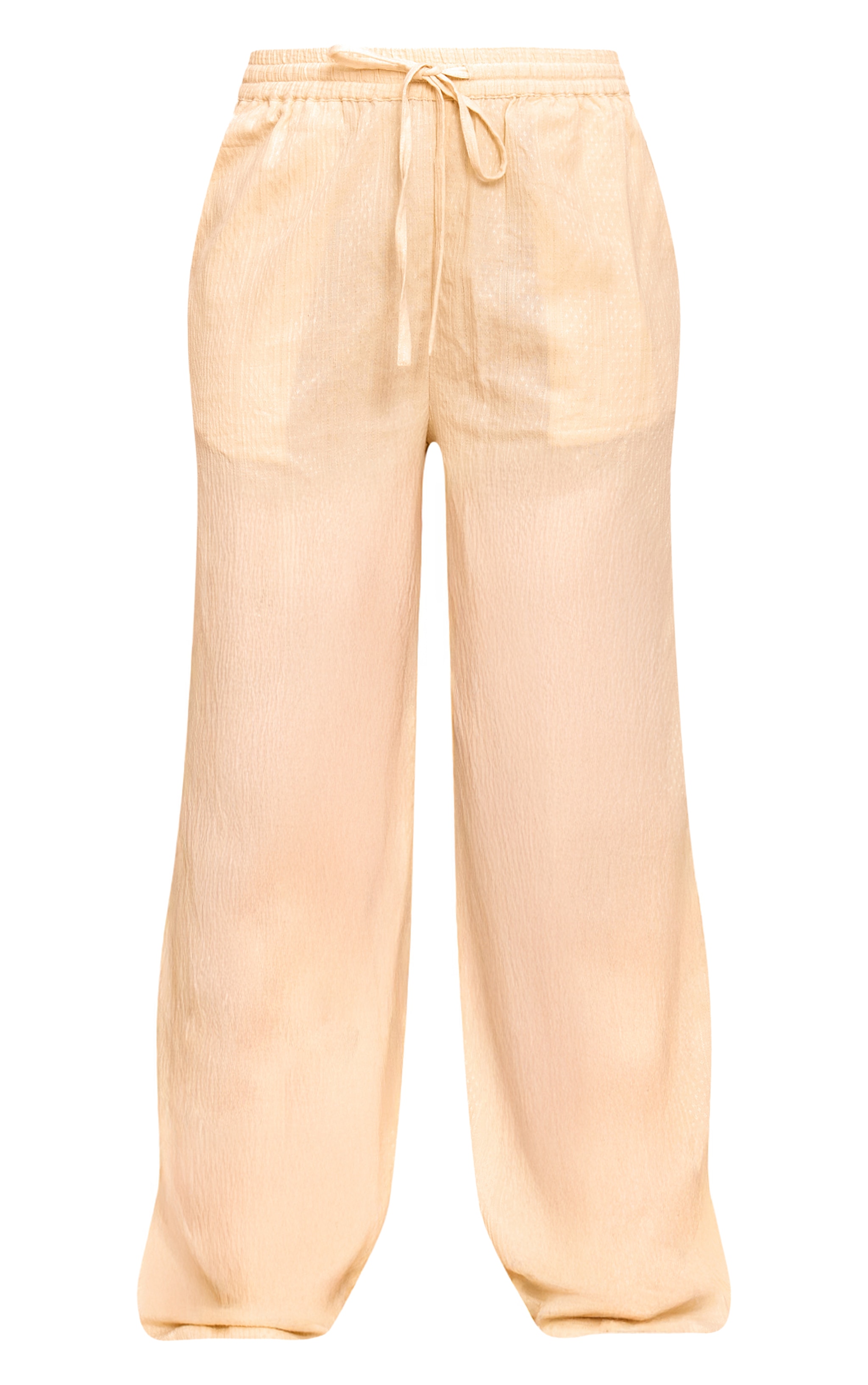 Butter Yellow Textured Mid Rise Wide Leg Pants image 5