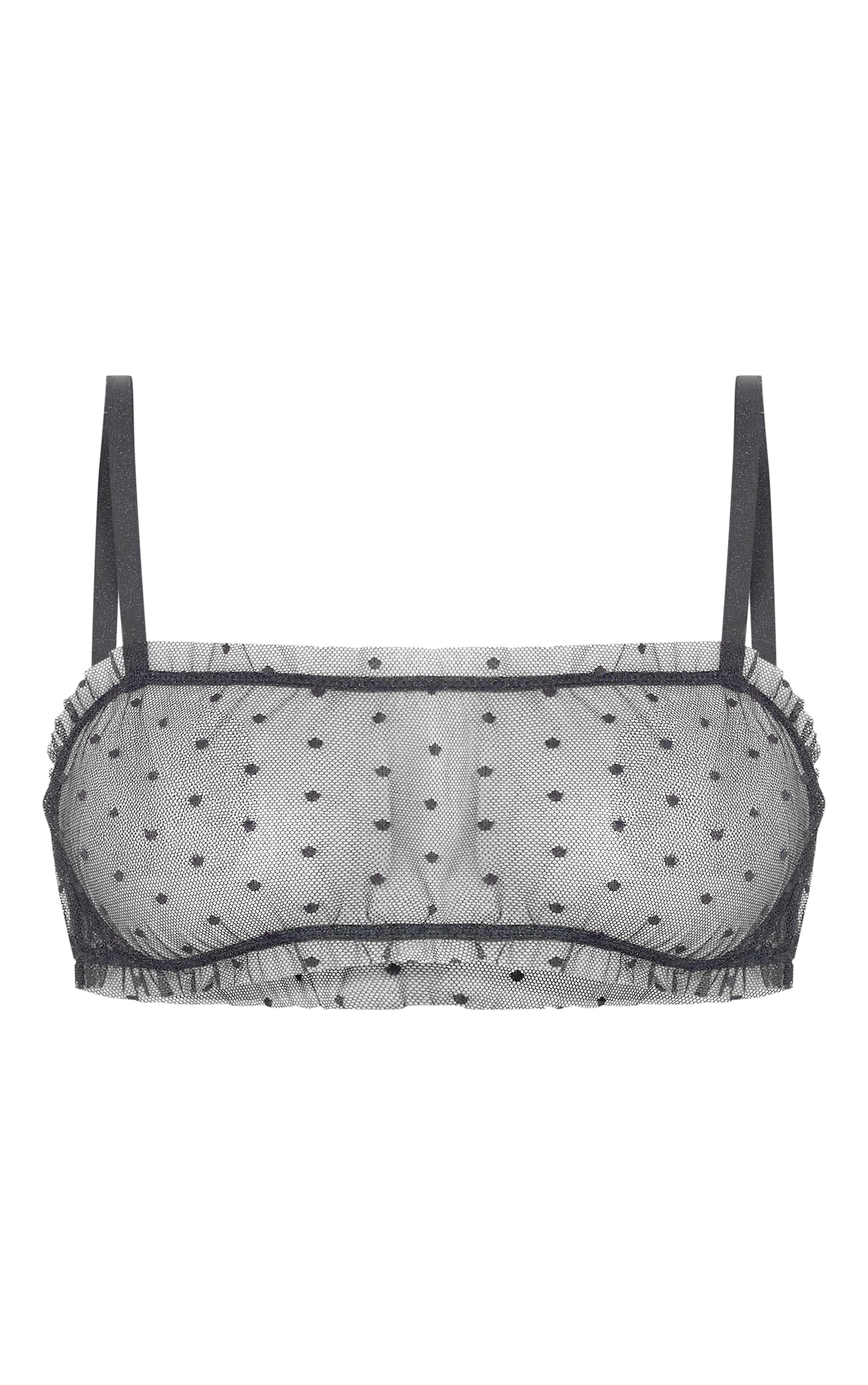 Black Polka Dot Mesh Frill Bralette image 5
