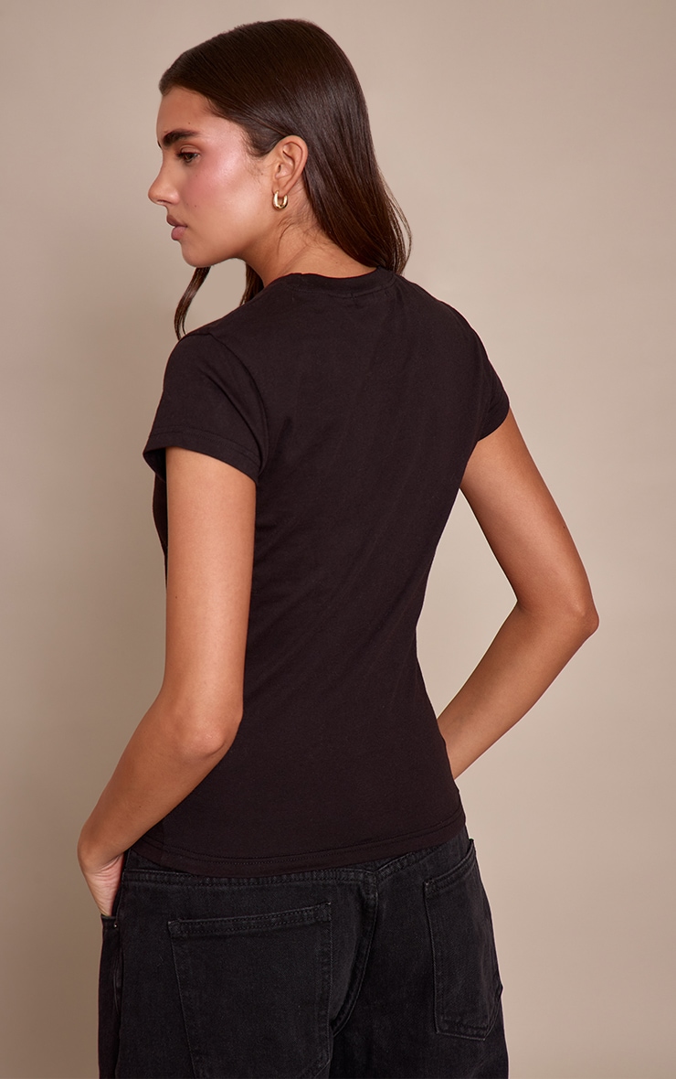 Black Fitted Embroidered T-Shirt image 2