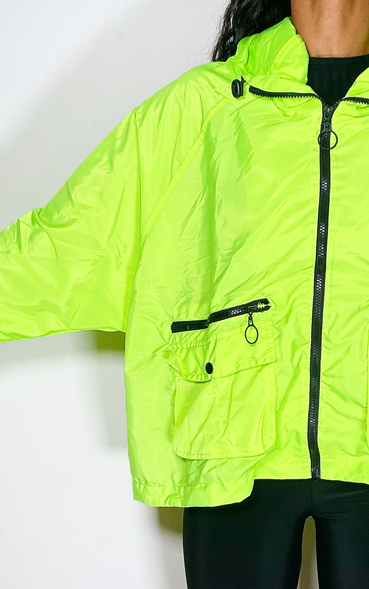 Neon Green Nylon Pocket Front Zip Tracksuit Jacket PrettyLittleThing