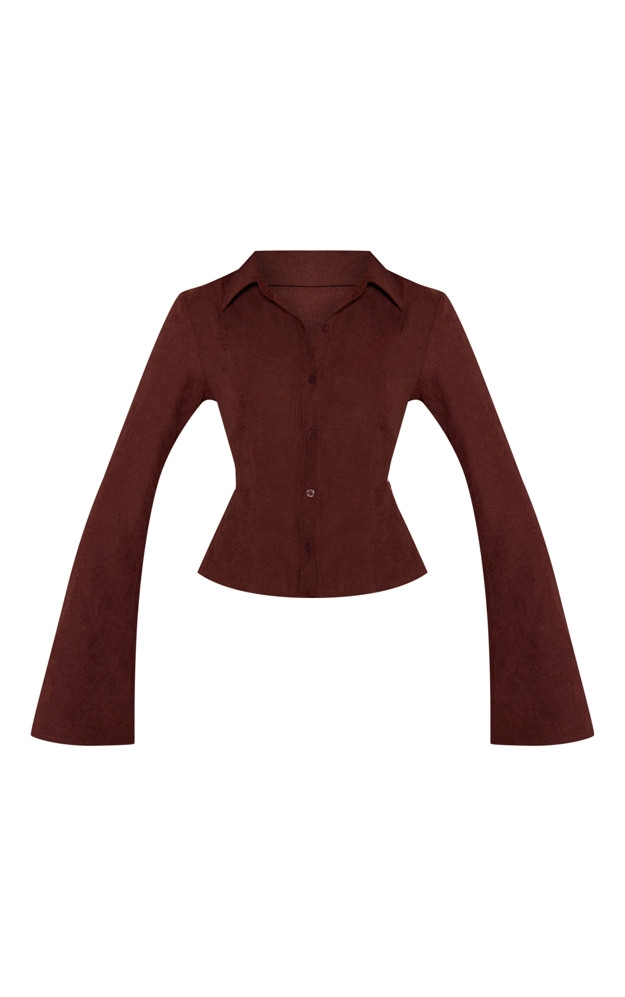 Brown Peach Skin Fitted Shirt image 5