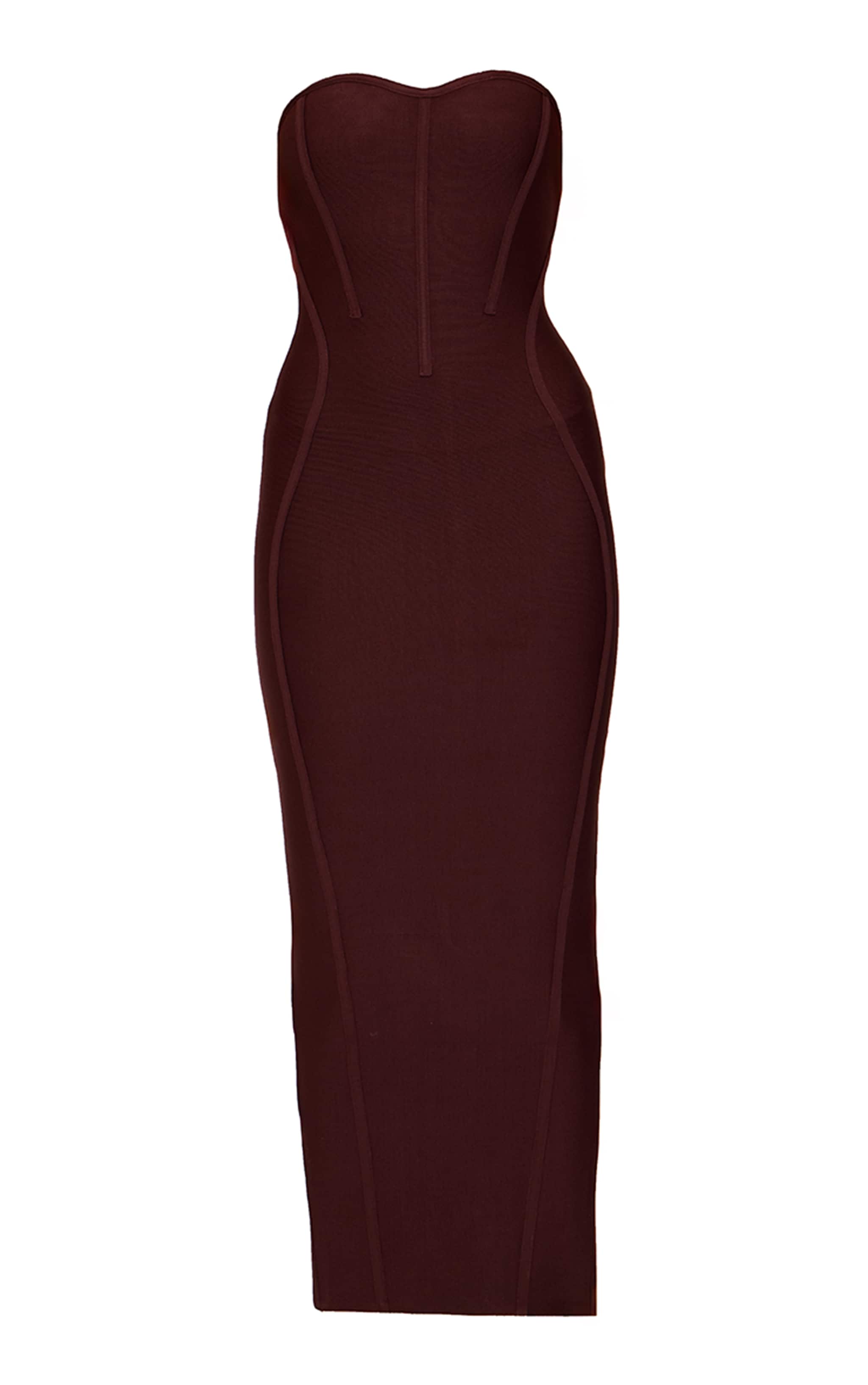 Robe bustier longue moulante bandage chocolat image 5