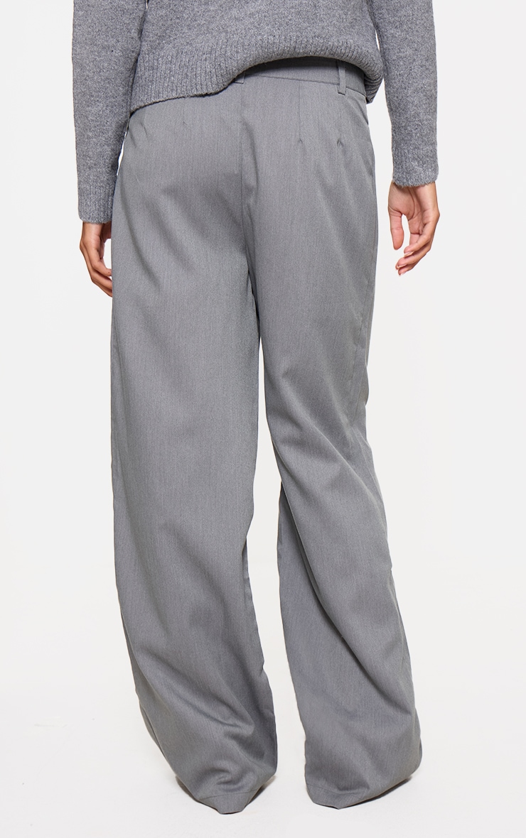 Charcoal Marl Woven Double Waistband Tailored Pants image 3