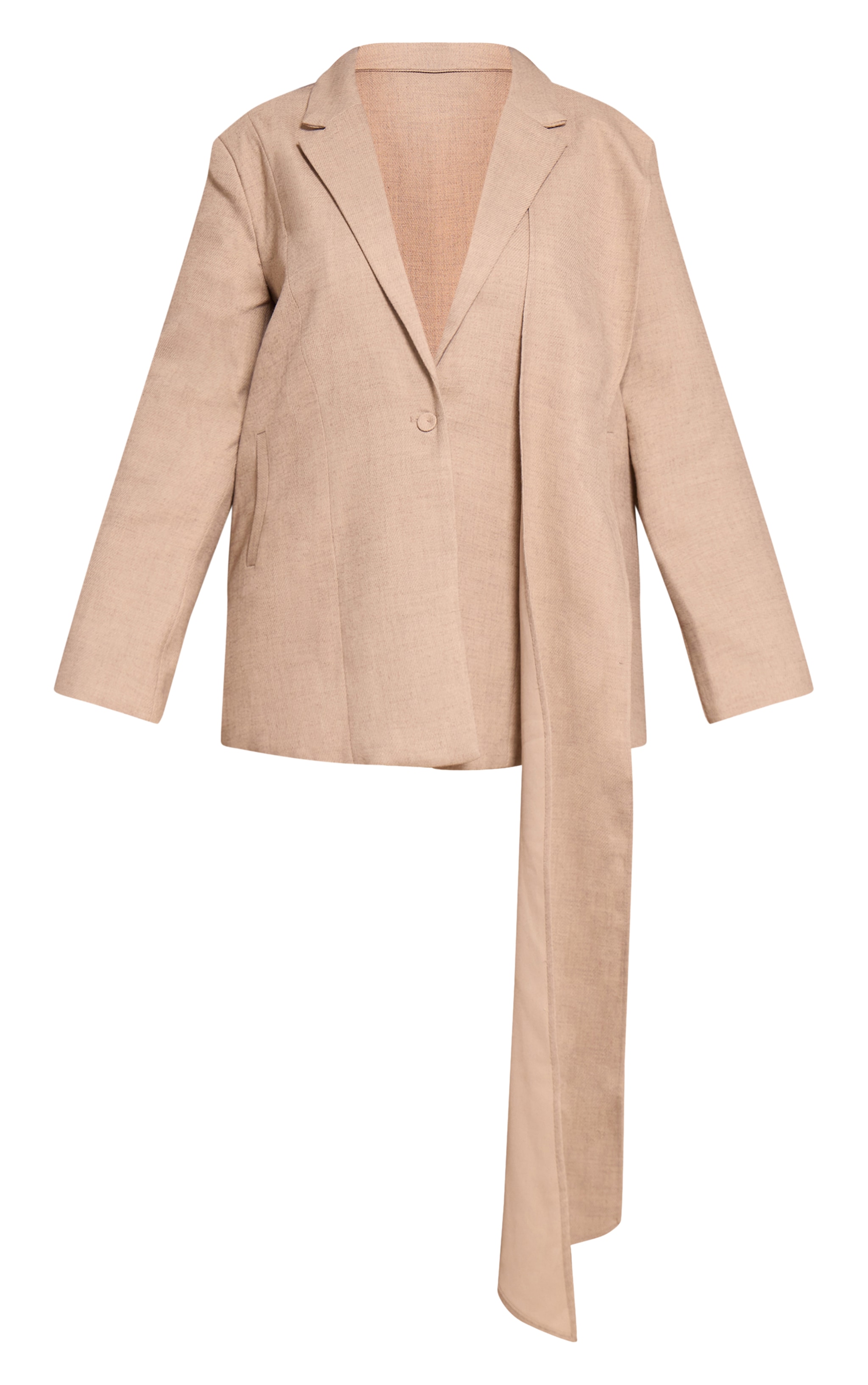 Plus Stone Woven Drape Scarf Detail Oversized Blazer image 5