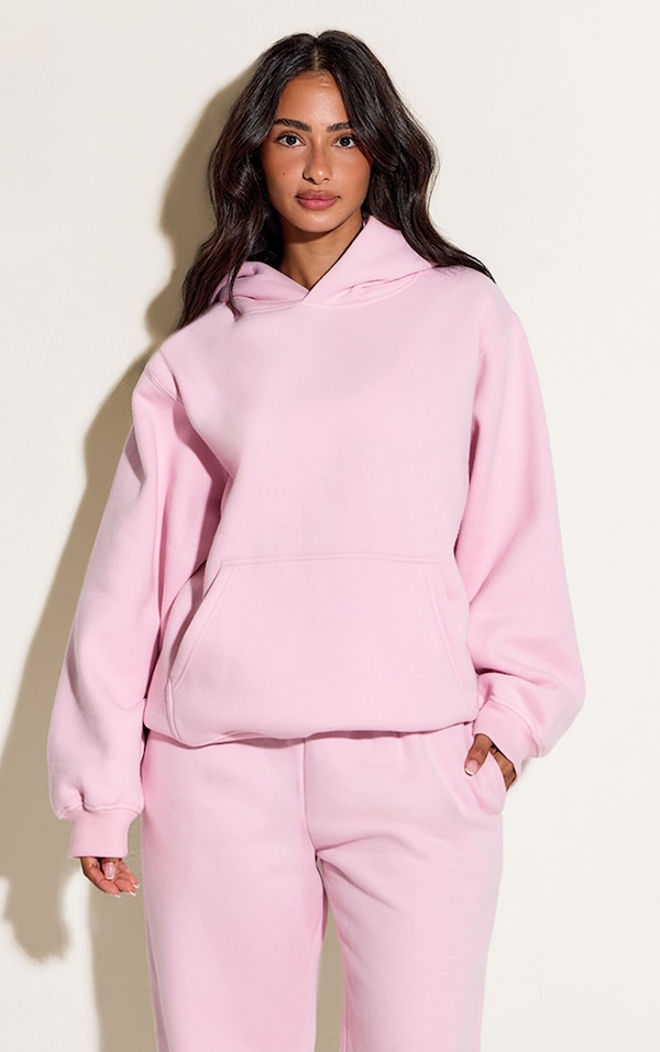 Petite Baby Pink Oversized Pull Over Hoodie