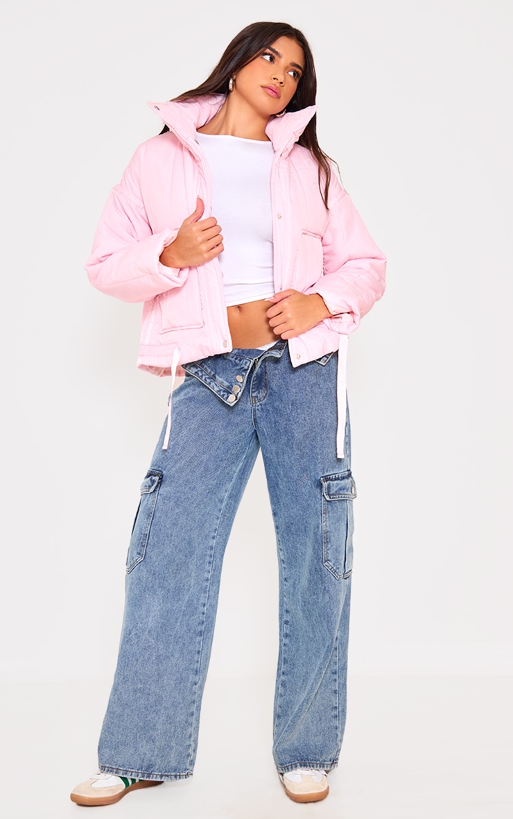 Baby Pink Quilted Padded Longline Jacket PrettyLittleThing IRE