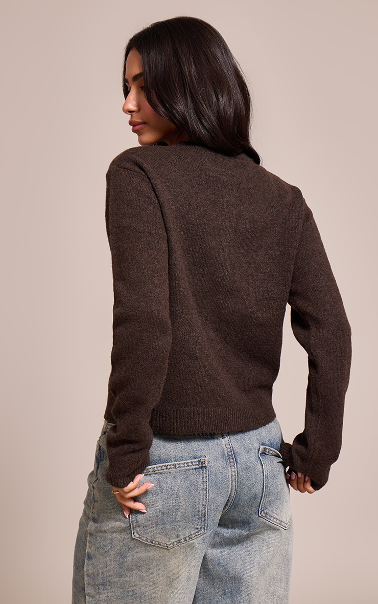 Petite Chocolate Knit Button Through Cardigan image 2