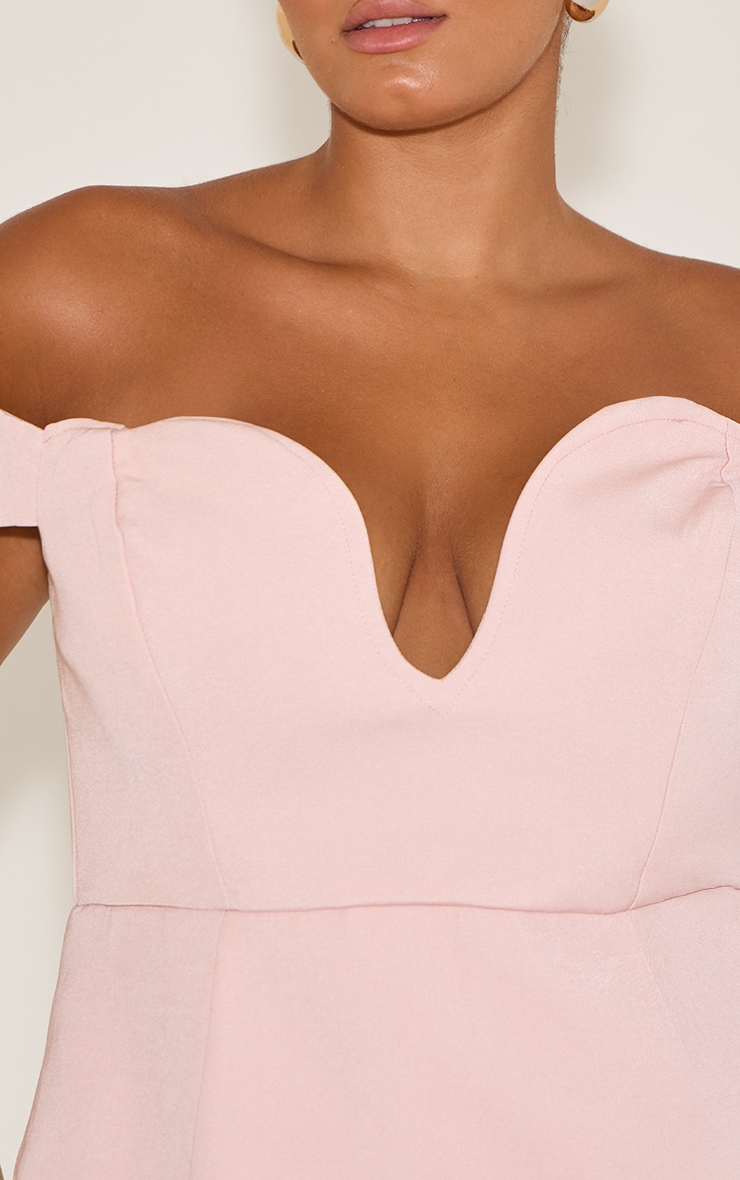 Plus Premium Pale Rose Wired Bardot Shift Dress image 4