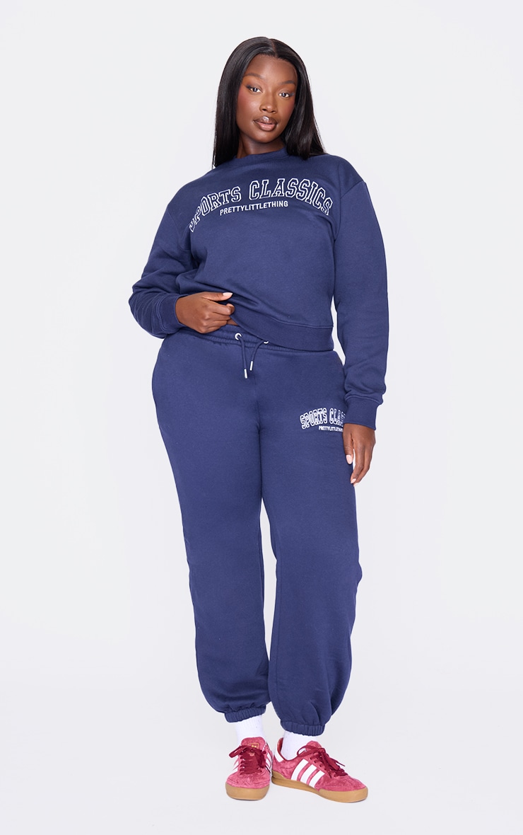 Plus Navy Sports Classic Embroidered Sweatshirt image 3