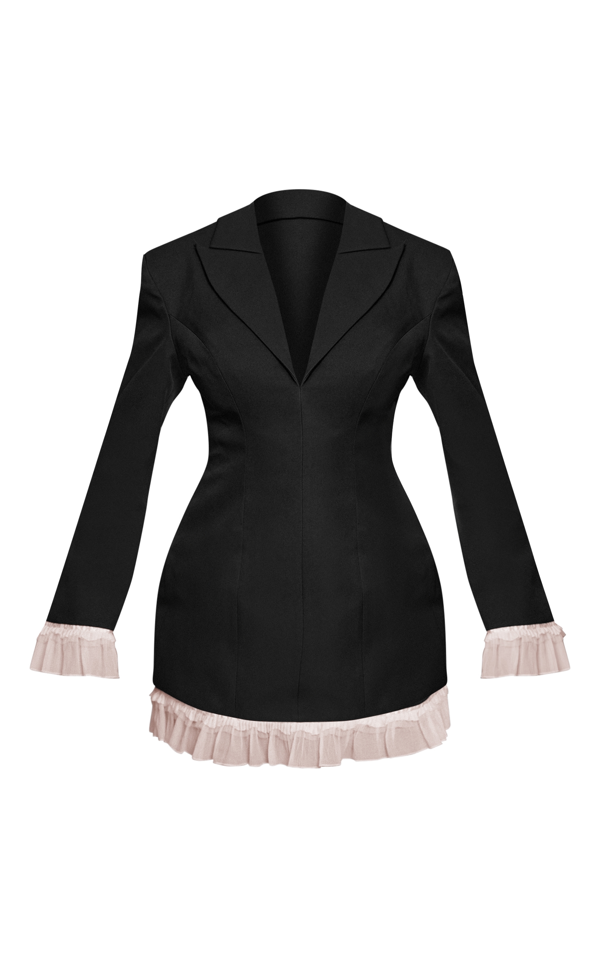 Shape Black Contrast Frill Blazer Dress image 5