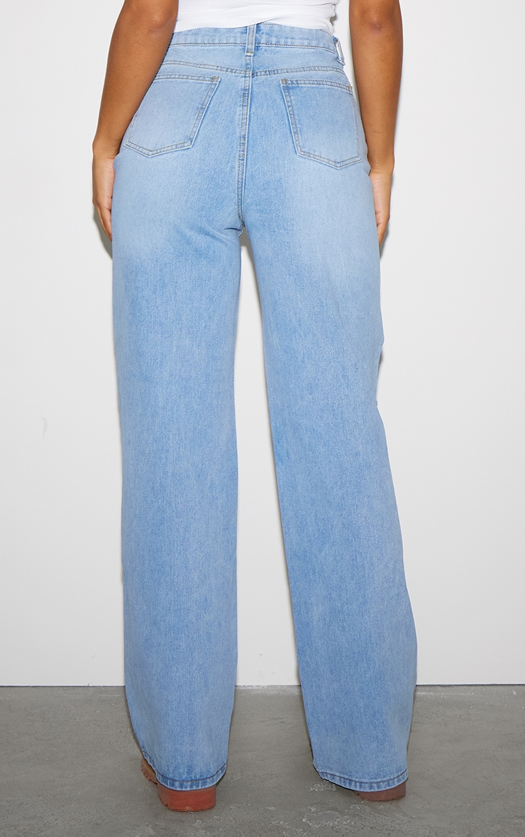 Light Blue Cross Straight Leg Denim Jeans | Denim | PLT USA