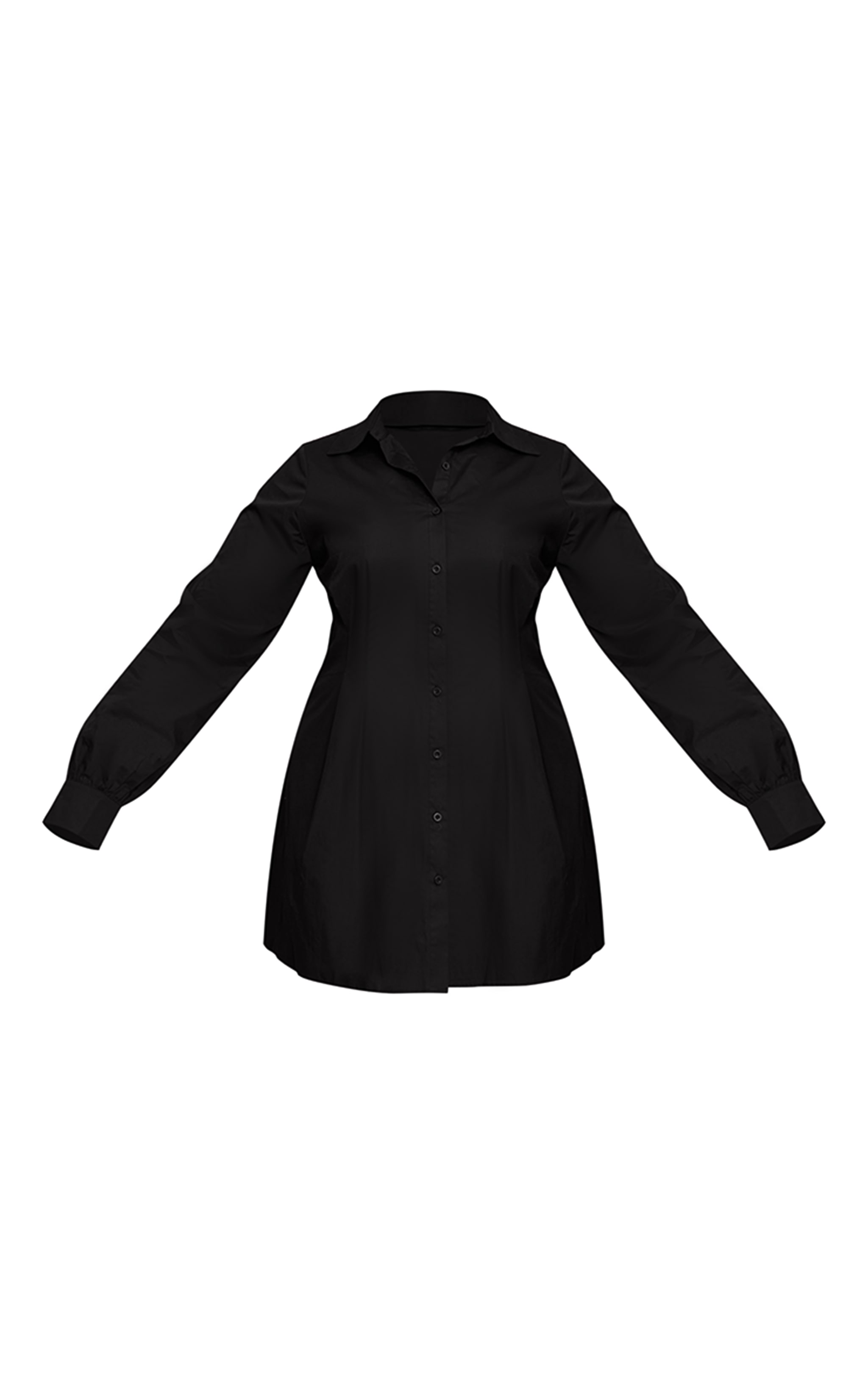 Plus Black Cotton Poplin Cinched Waist Shirt Dress image 5
