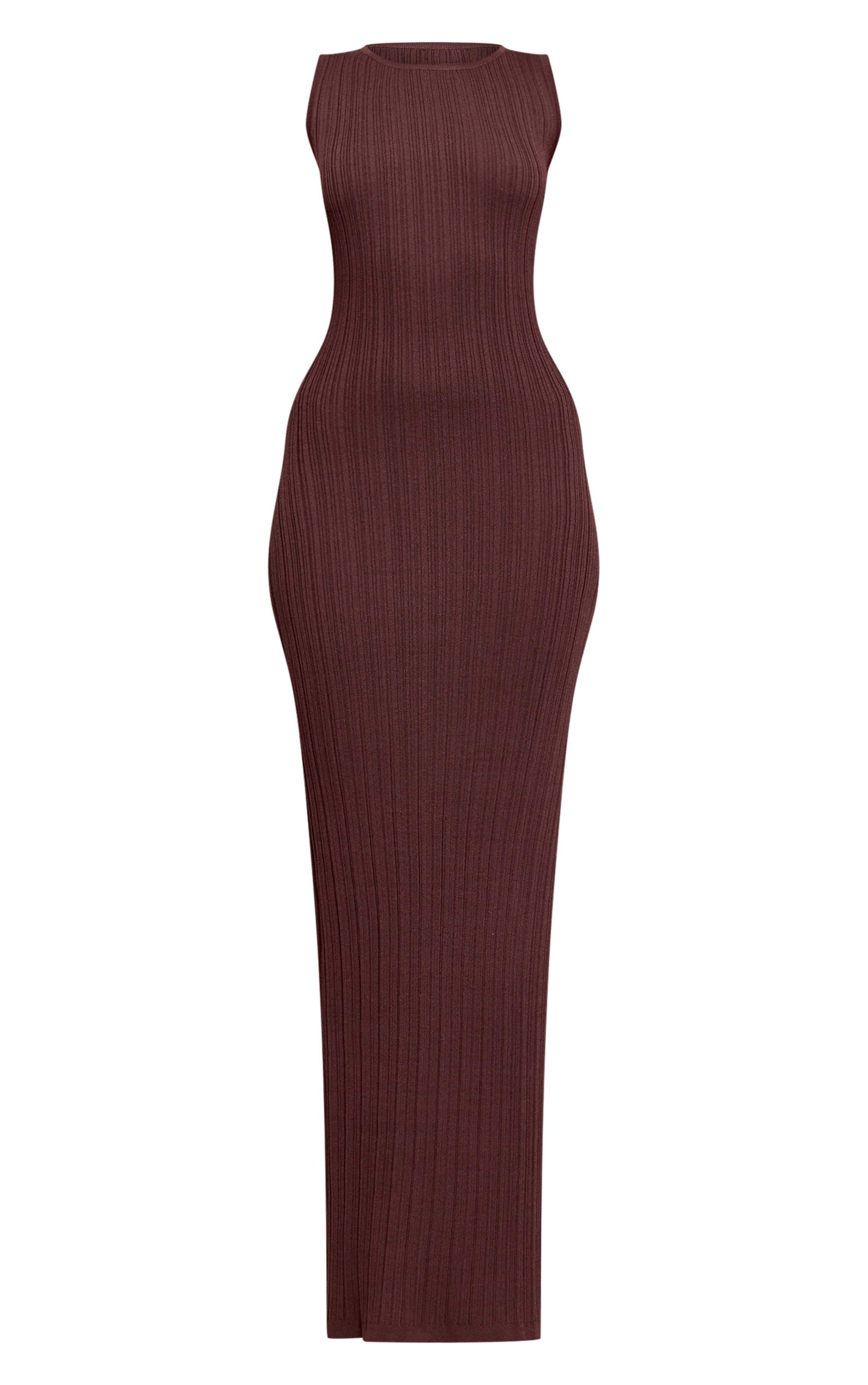 Chocolate Fine Knit Sleeveless Maxi Dress image 5