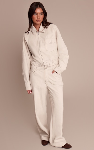 Ecru Cord Straight Leg Pants