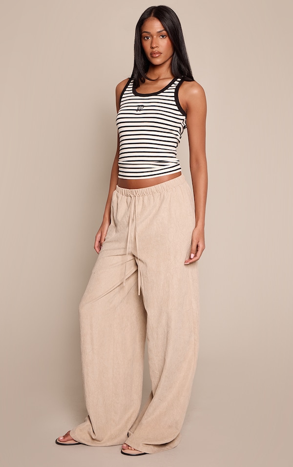 Tall Crinkle Sand Peachskin Wide Leg Pants