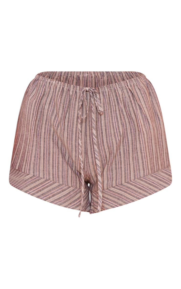 Charcoal Washed Pinstripe Linen Look Low Rise Floaty Shorts image 6