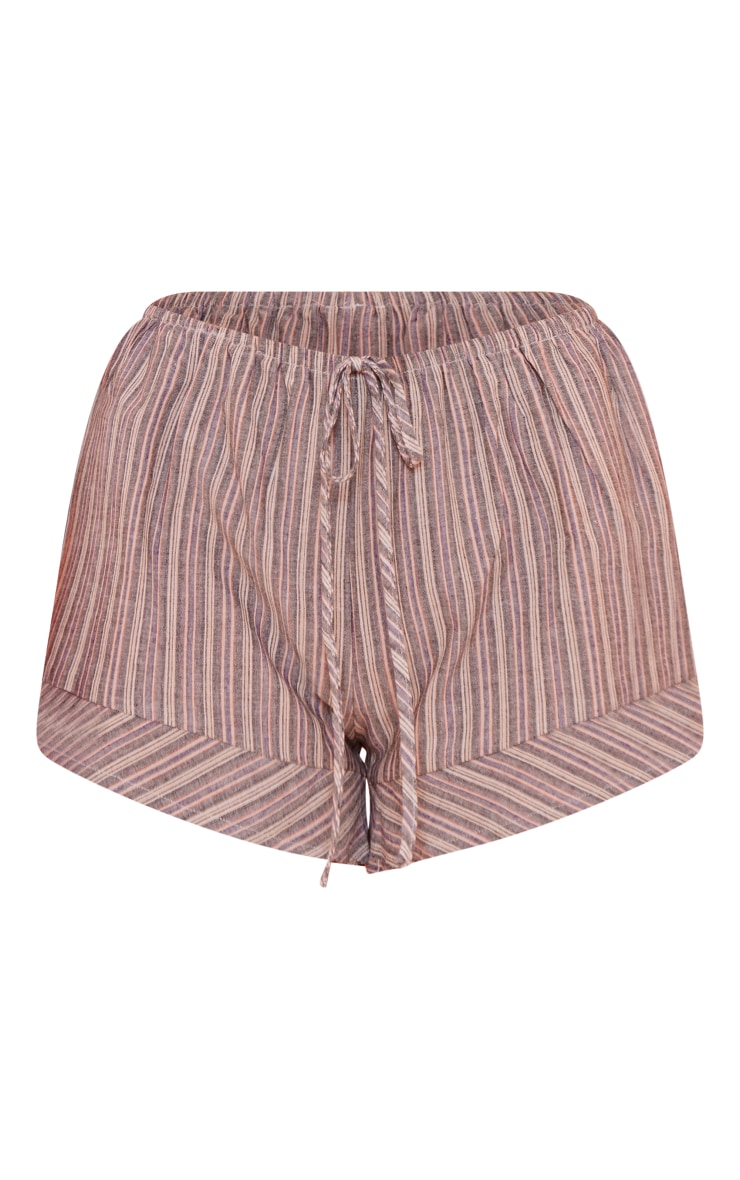 Charcoal Washed Pinstripe Linen Look Low Rise Floaty Shorts image 6