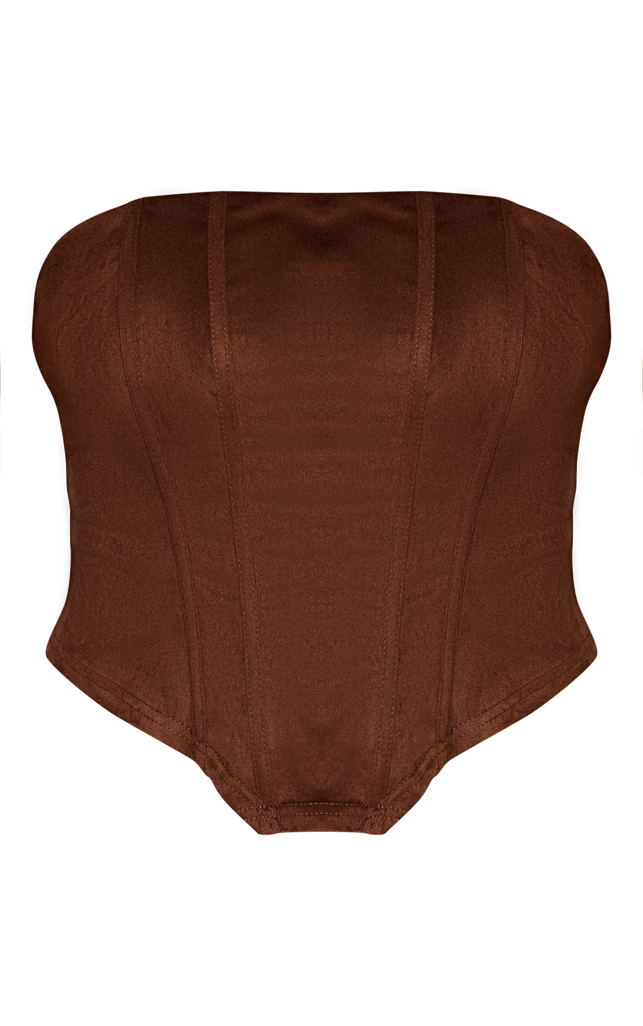 Plus Brown Faux Suede Corset Top image 5