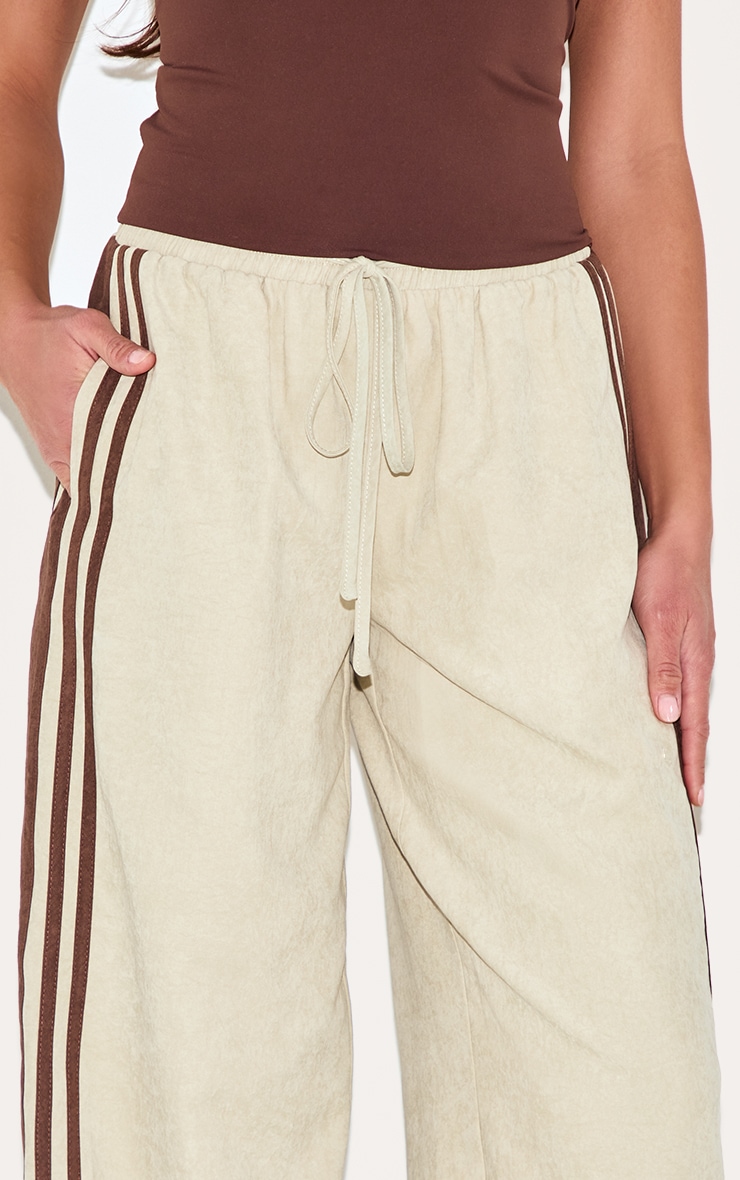 Sage Peach Skin Contrast Stripe Wide Leg Pants image 4
