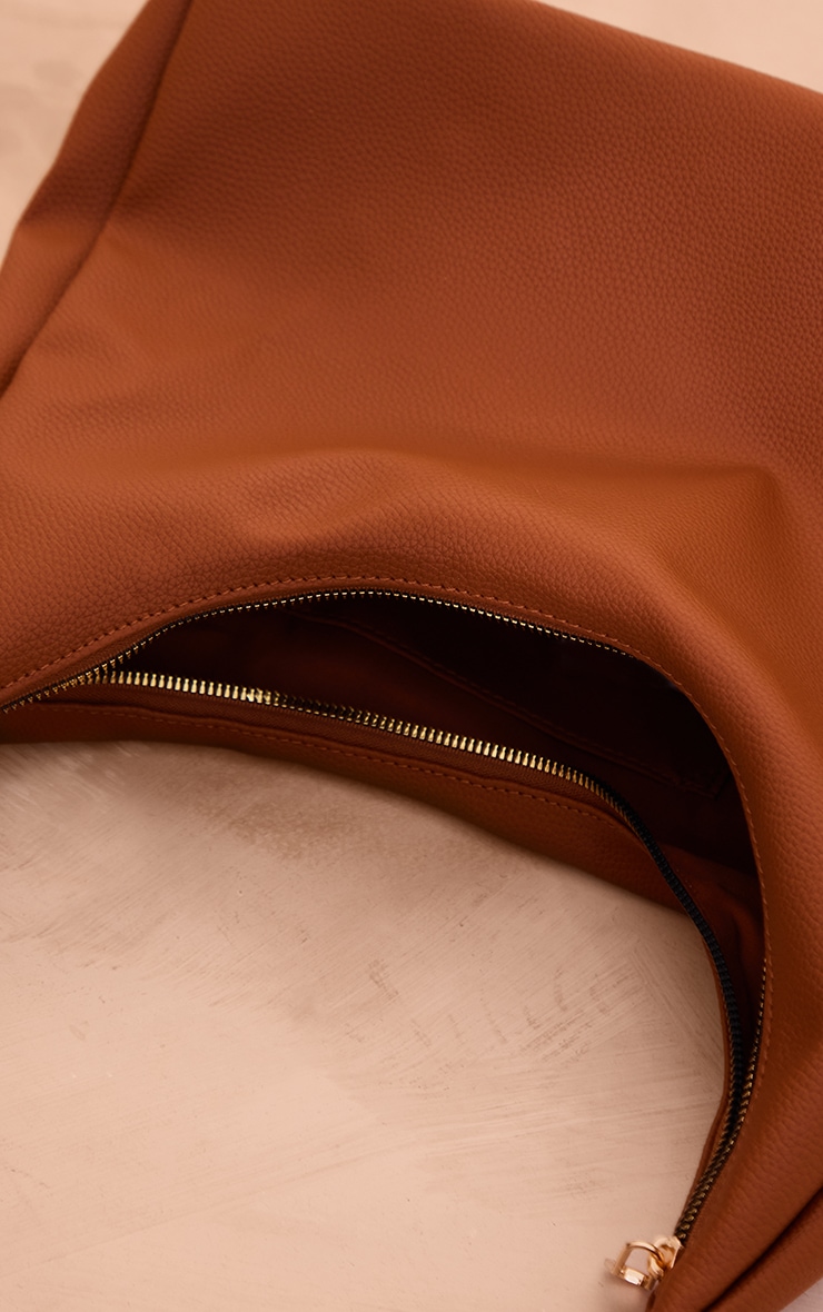Tan PU Slouchy Oversized Tote Bag image 4