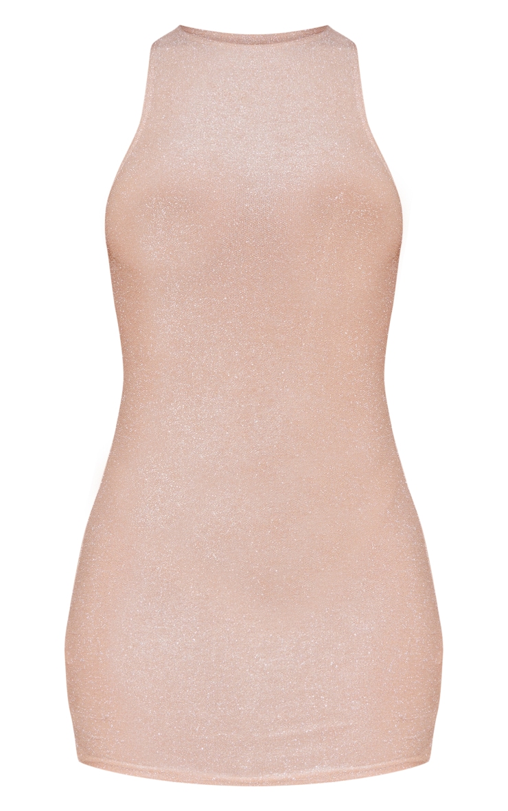 Gold Metallic Cut Out Back Detail Bodycon Mini Dress image 3