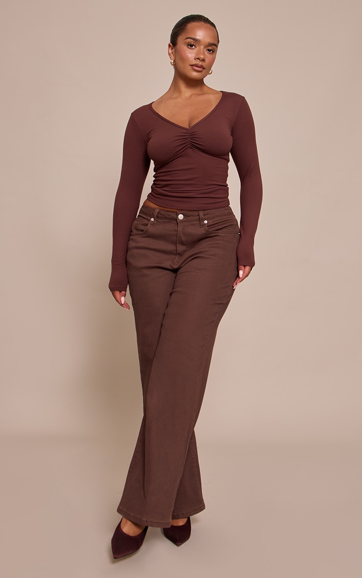 Shape Chocolate Sculpt Ruched Bust Long Sleeve Top image 3