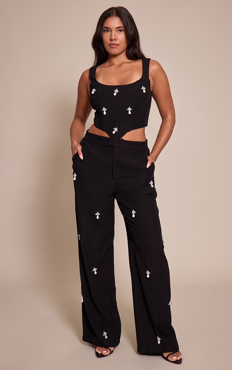 Shape Black Embellished Corset Top image 3