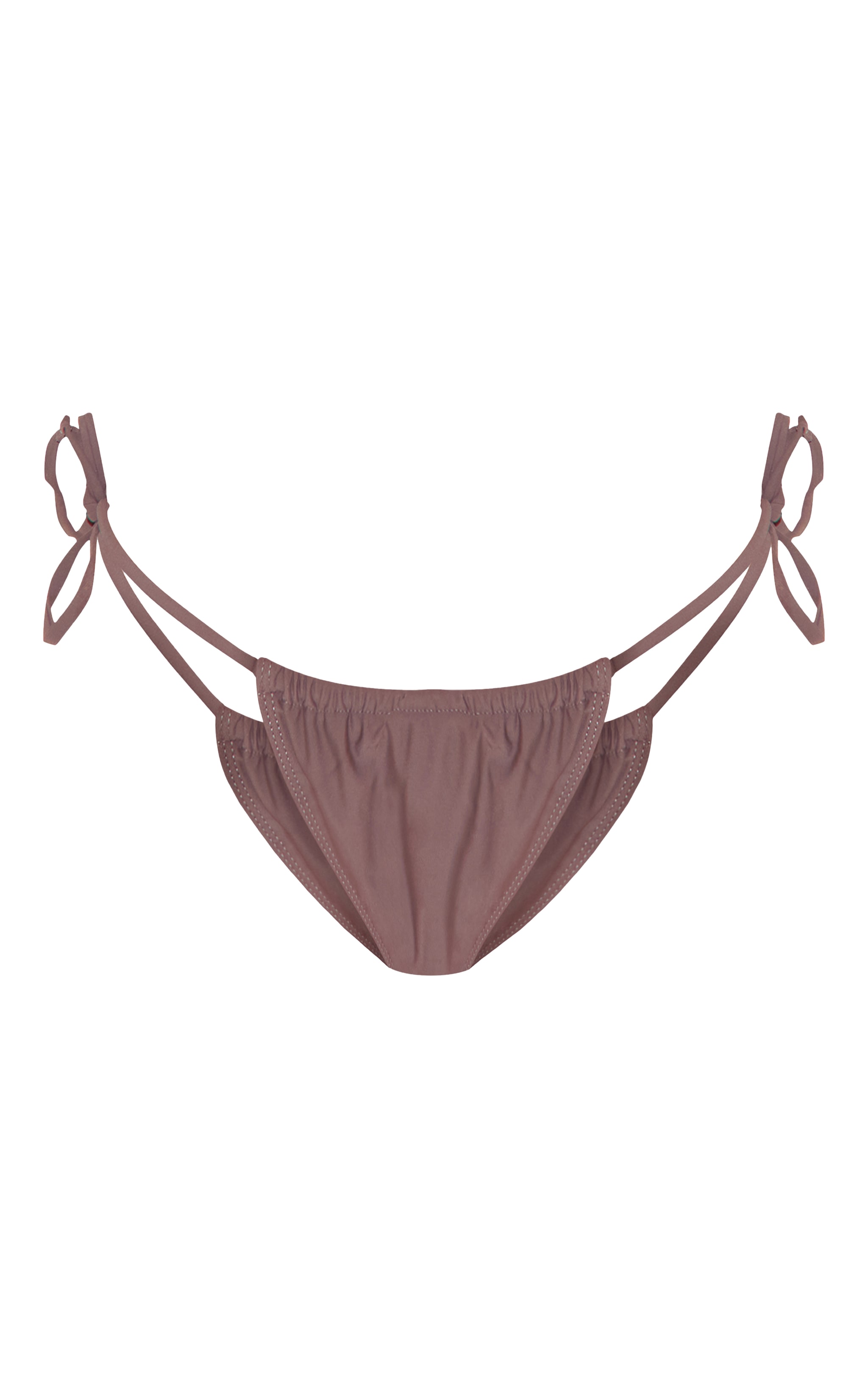Brown Ruched Detail Tie Side Bikini Bottoms image 5