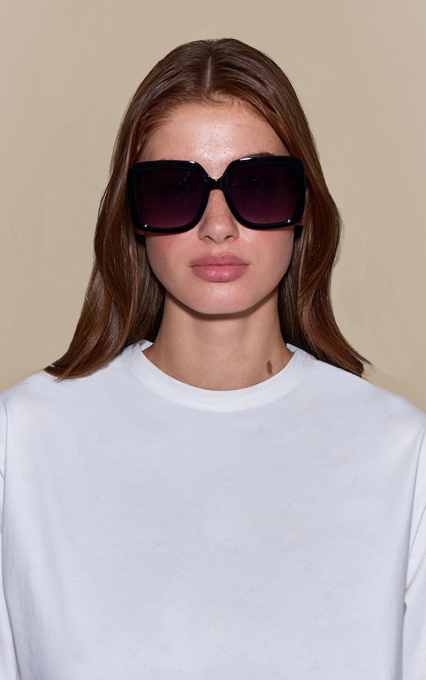 Black Over-Sized Square Sunglasses