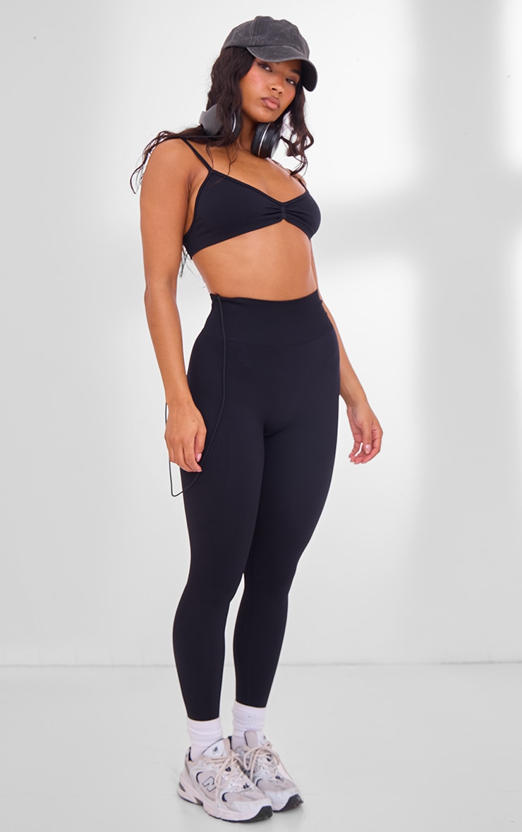 PLT SPORT Black Seamless Twist Front Sports Bra image 3