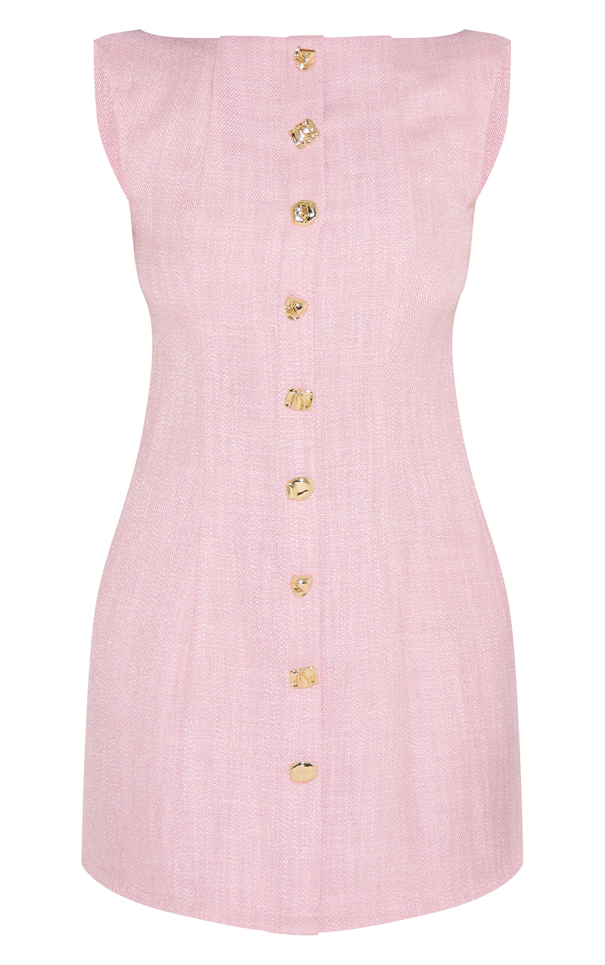 Baby Pink Twill Button Down Bodycon Dress image 5